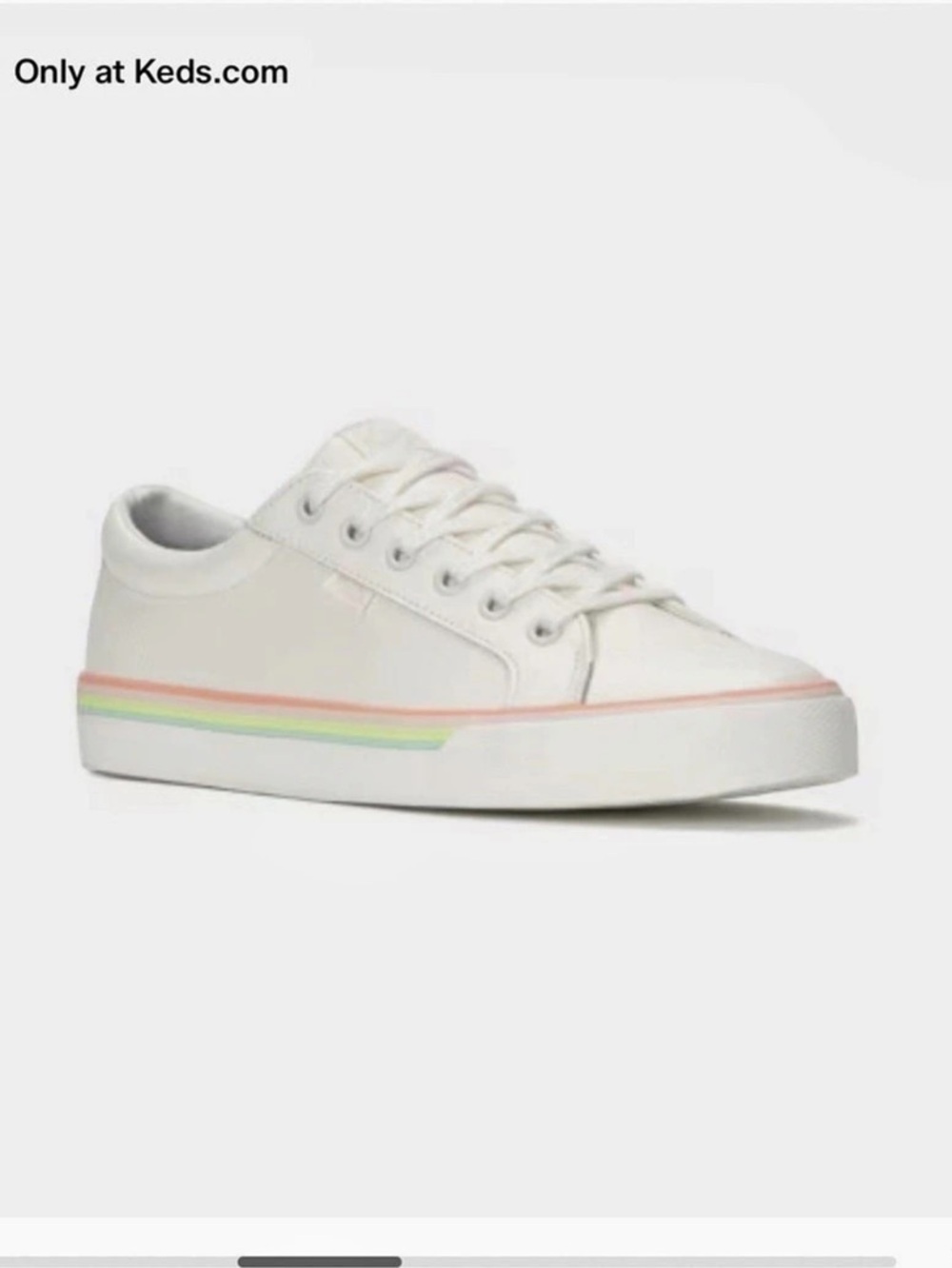 Keds Jump Kick Leather Foxing Stripe Lace-Up Sneakers White & Pink brand new in